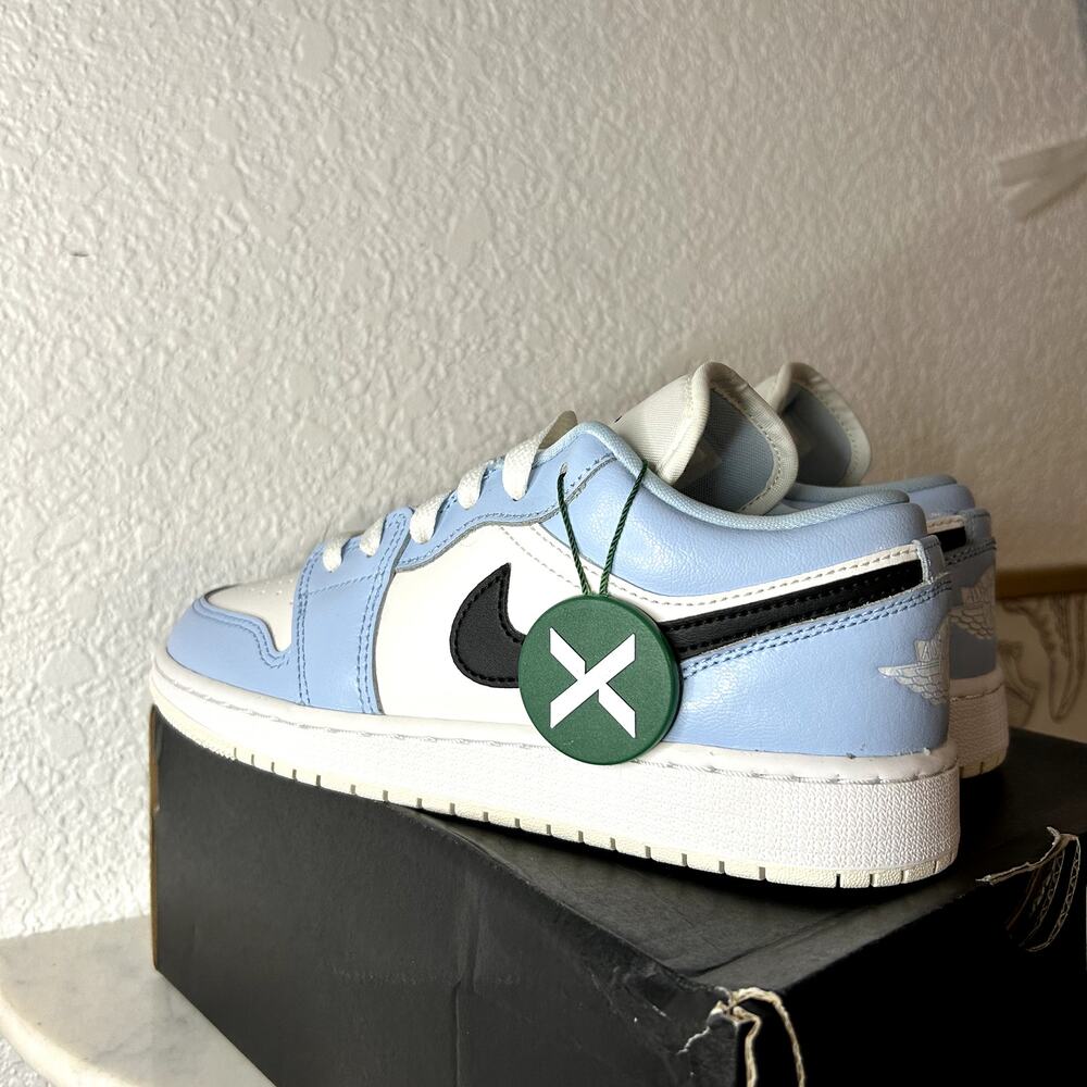 Air Jordan 1 Low (GS) Ice Blue Black Sail White Youth Size 4 RARE IN BOX